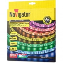 Лента светодиодная Navigator 5050 60/м 14,4Вт 12В IP65 RGB